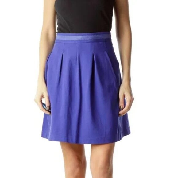 NWT THEORY Women Nolette Pleated Skirt Sz 4 Purple Office Career Casual 55-17 - Picture 1 of 9